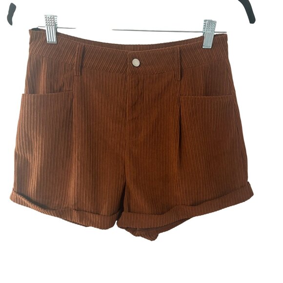 Hyfve Brown Corduroy High-Waist Comfortable Shorts Womens Size M - Picture 1 of 11